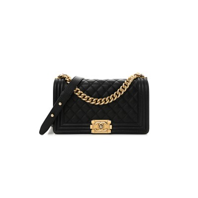 CHANEL MASTER CAVIAR QUILTED MEDIUM BOY FLAP A67086 (25*15*9cm)